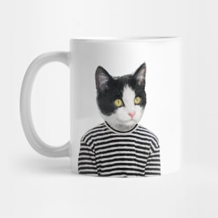 Cute Punk Black and White Cat Mug